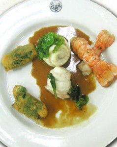 Delicias de lenguado, ostras y cigalas