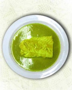 Bacalao con crema de pimiento verde