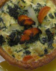 Tartaleta de acelgas con crema de calabaza